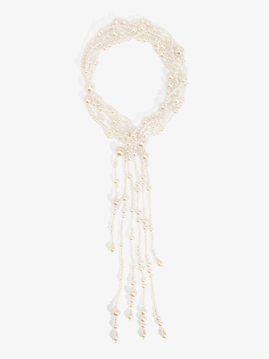Pearl Fringe Scarf Necklace