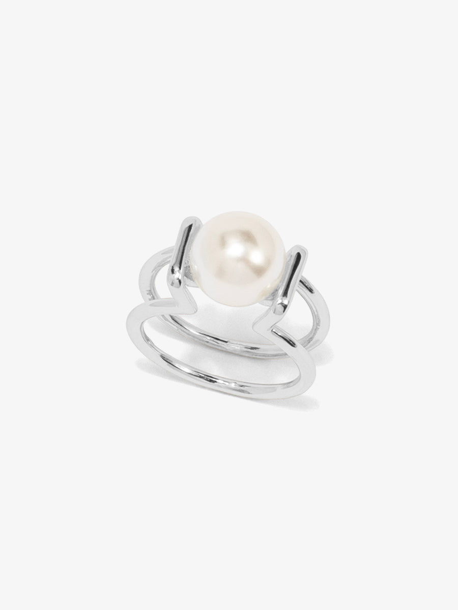 Double Band Single Pearl Ring