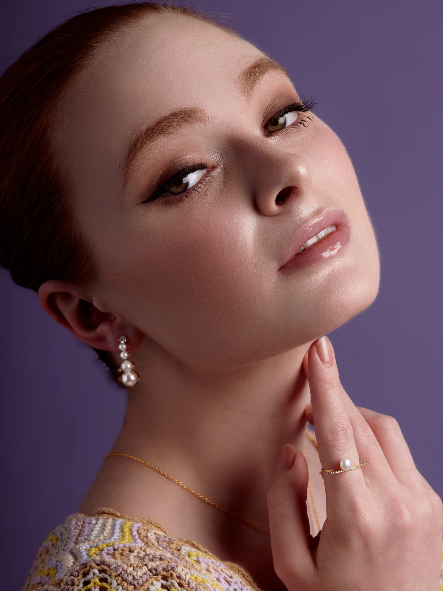 Slim Pave Pearl Bar Ring