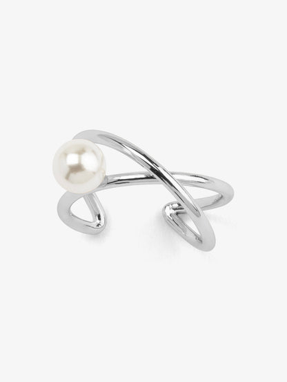 Adjustable Crisscross Pearl Ring
