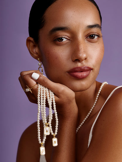 Pearl Initial Pendant Short Necklace