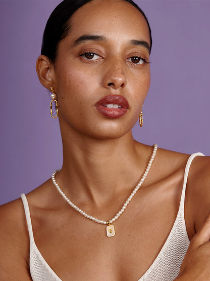 Pearl Initial Pendant Short Necklace
