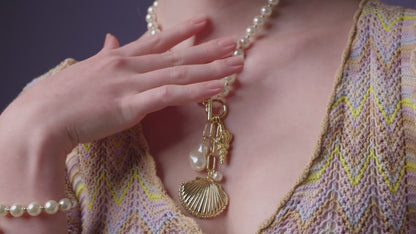 Pearl Sea Charm Lariat Necklace